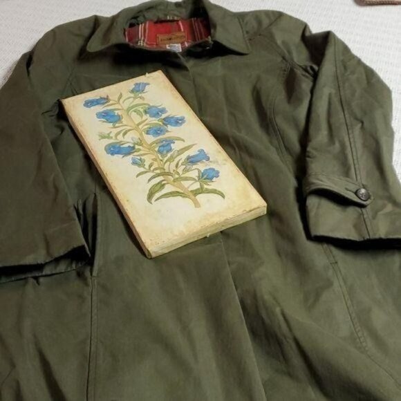 Pendleton Nylon Wool Long Lined Army Green Rain or Trench Coat with Pocket - Picture 9 of 12